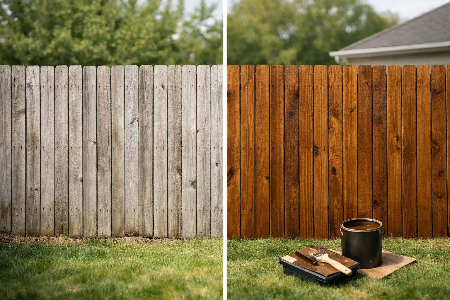 Fence Staining Before and After Results